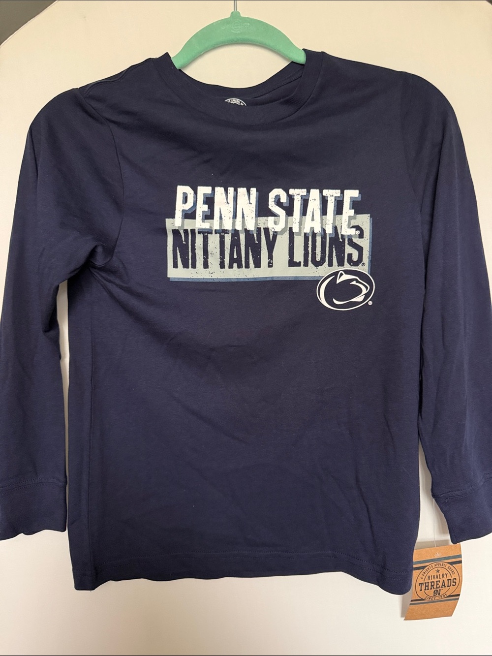 NWT Rivalry Threads Penn State Nittany Lions Long Sleeve Tee Navy & White 8 10